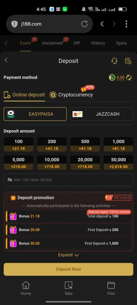 J188 Game Deposit And Withdraw